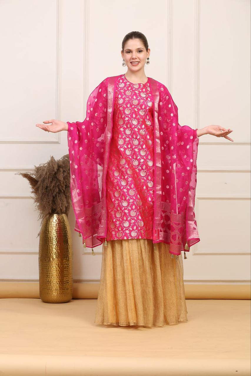 Mritsa Gota Patti Silk Lehenga Set - Red
