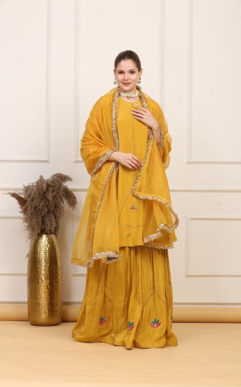 Mritsa Gota Patti Silk Lehenga Set - Red