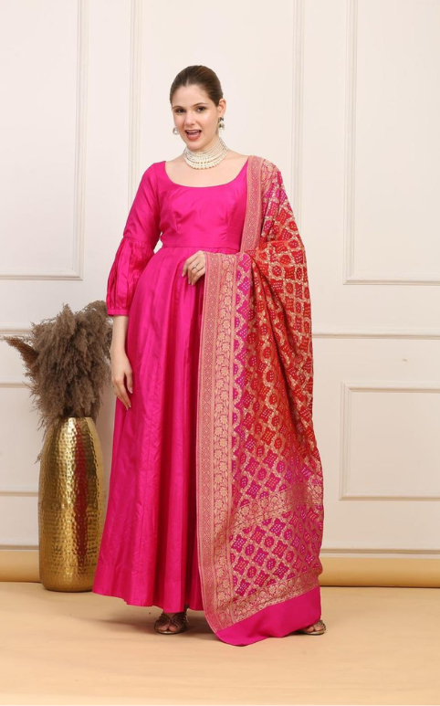 Mritsa Gota Patti Silk Lehenga Set - Red