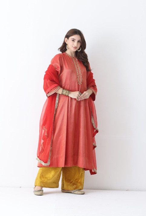 Mritsa Gota Patti Silk Lehenga Set - Red
