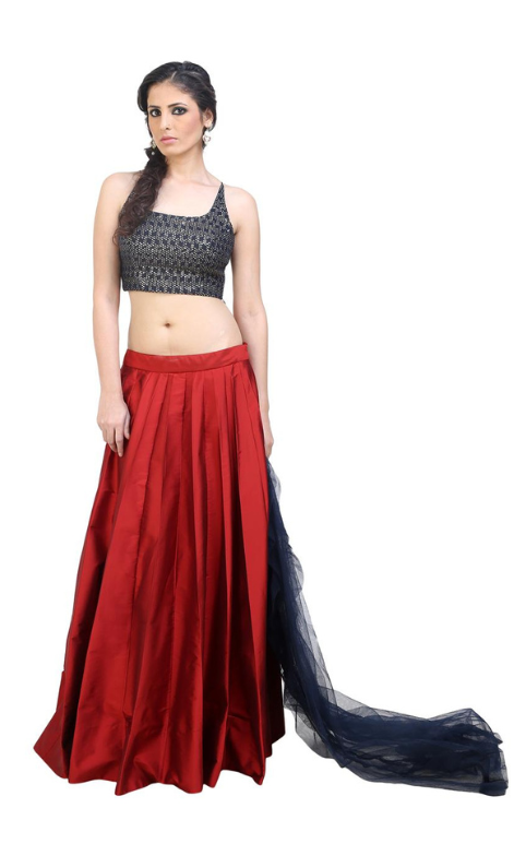 Mritsa Gota Patti Silk Lehenga Set - Red