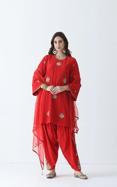 Sarasvi Gota Patti Silk Lehenga Set - Pink
